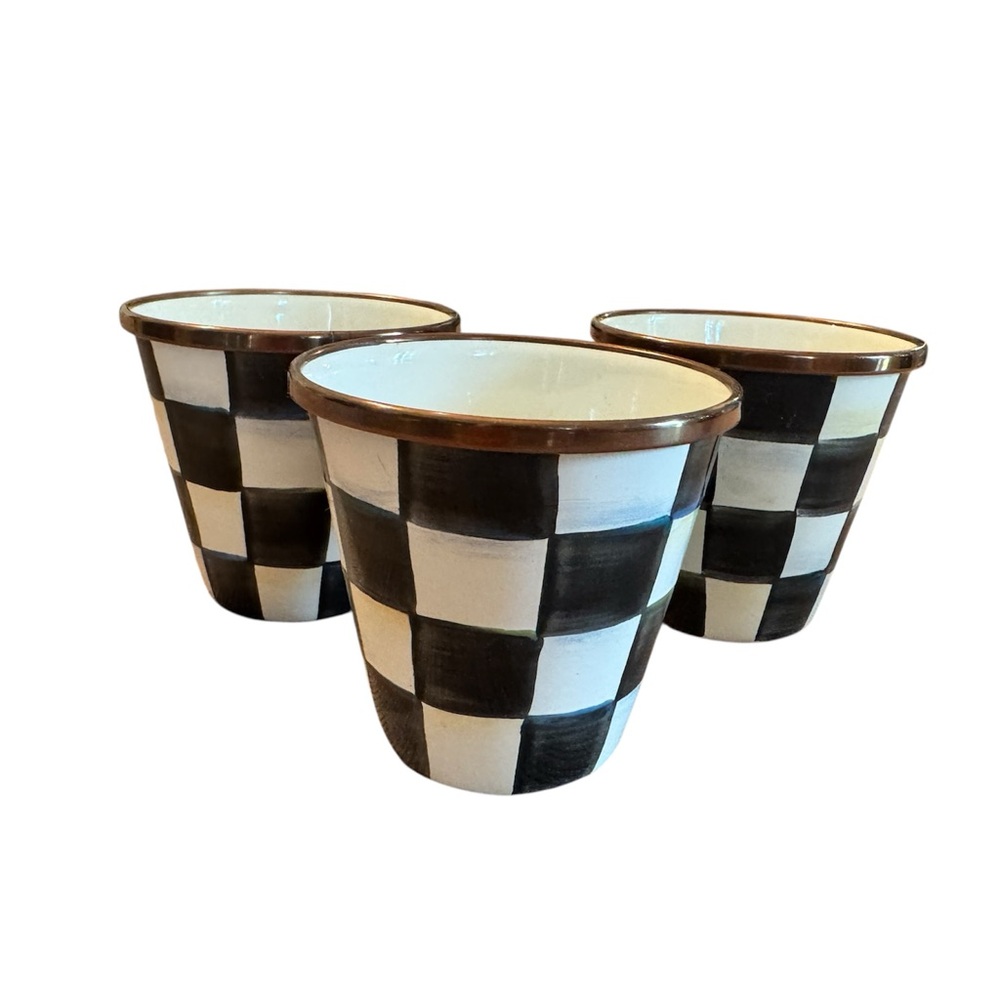 MacKenzie-Childs Black and White Checkered Planters